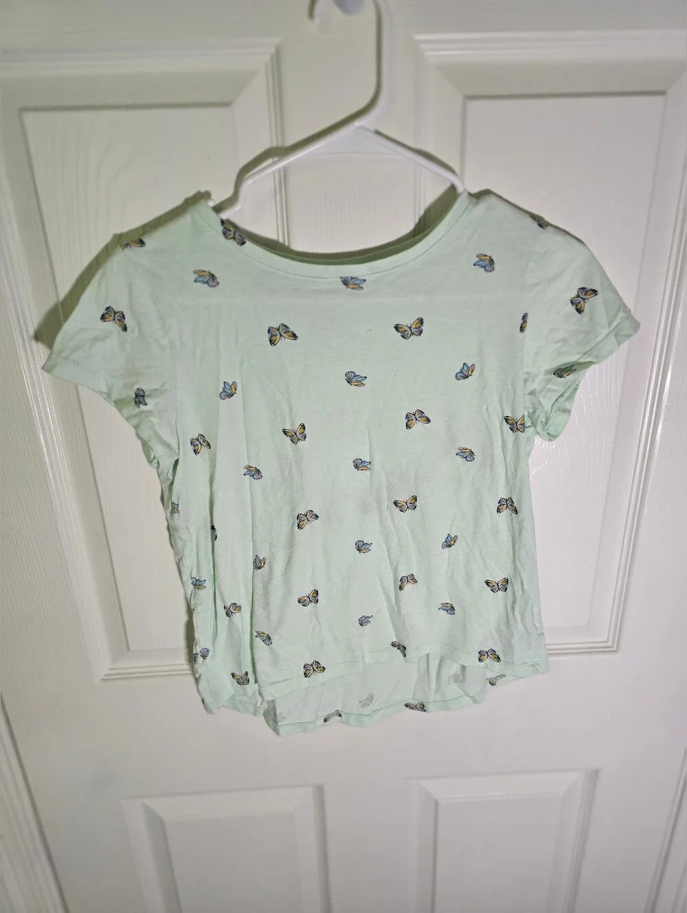 Old Navy Girls Green Butterfly Print Softest Tee Short Sleeve XL